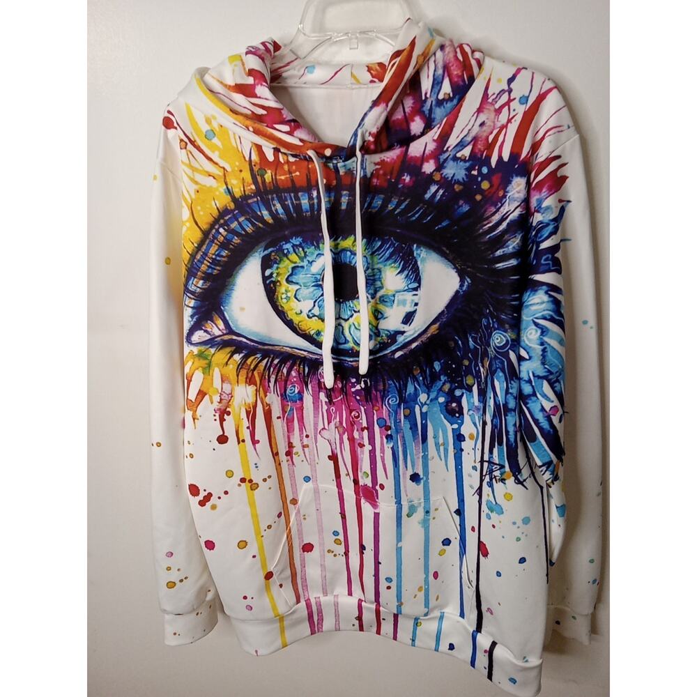 ZooTop Bear Eyeball Hoodie Sweatshirt All Over Print Adult L/XL Hooded Graphic